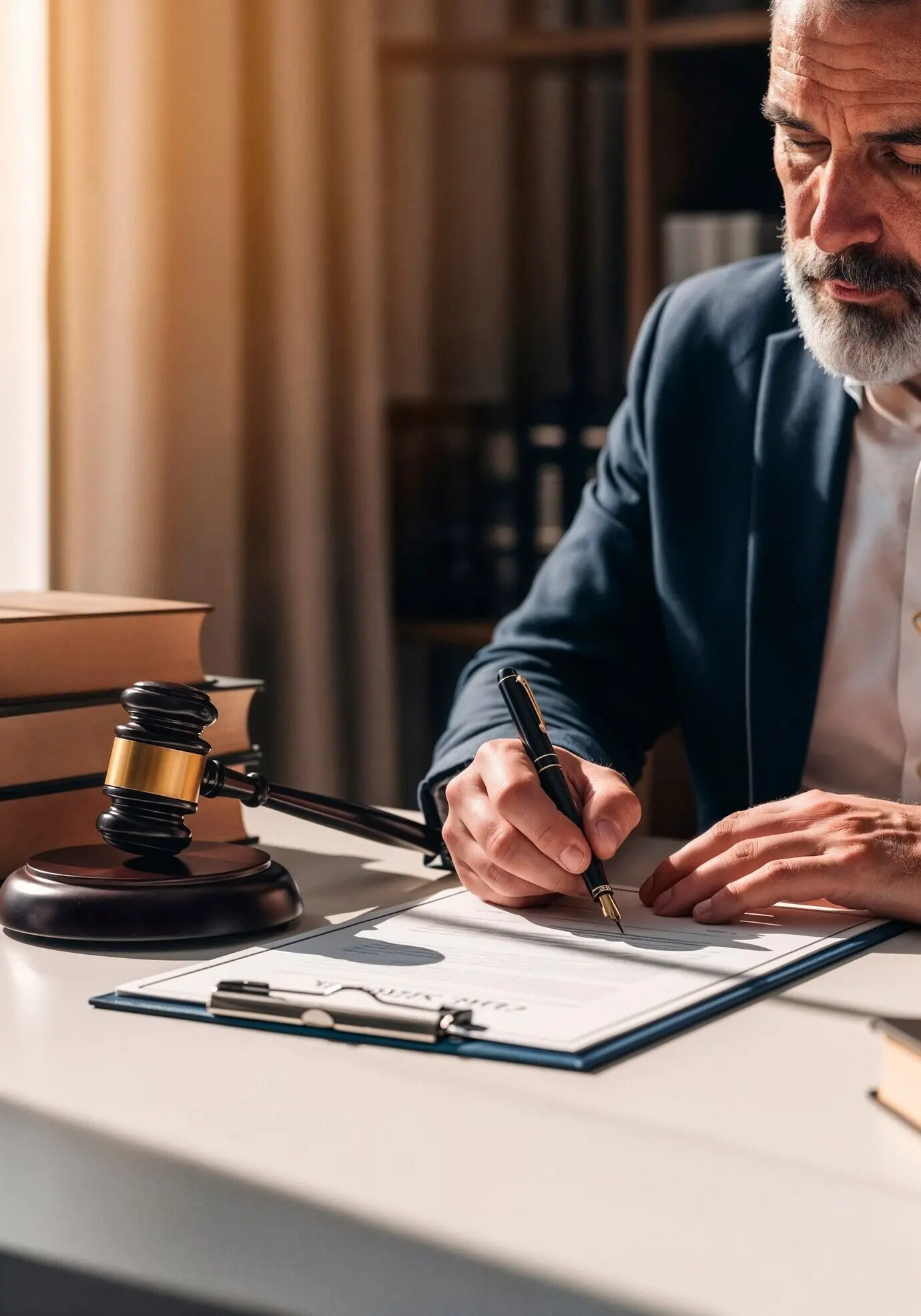 Rechtsanwalt beim Unterzeichnen rechtlicher Dokumente
